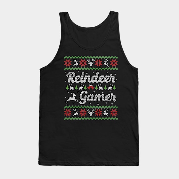 Ugly Christmas Sweater Reindeer Gamer Tank Top by HolidayoftheWeek